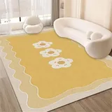 RUGMRZ Aesthetic Teppich Teppich Eingangsbereich 130x190CM Teppich jugendzimmer toiletten Teppich Gelb Waschbarer Teppich mit frischem und natürlichem Druckdesign