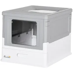 PawHut Katzentoilette, mit ausziehbarer Schublade, LxBxH: 47,5 x 35,5 x 36,7 cm - weiss | grau