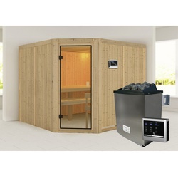 KARIBU Sauna »Ystad «, inkl. Saunaofen mit externer Steuerung, für 5 Personen - beige