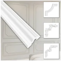 HEXIM Zierleiste HCR517, 2 Meter / 1 Leiste, HEXIM Stuckleisten aus HDPS Styropor - extrem widerstandsfähig, schneeweiß & modern (2 Meter HCR517) Wandkasetten Stuckrahmen Rahmung Wandvertäfelung