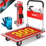 Masko MASKO® Plattformwagen Transportwagen Lagerwagen Klappbar Inkl. Arbeitshandschuhe Feststellbremse Transporthilfe Mit 6 Sicherungsösen 360° Lenkrollen Paketwagen Klappwagen