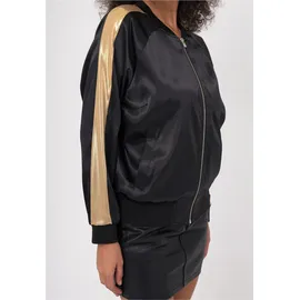 Freshlions Bomberjacke "Aurelia", Damen, Gr. L, schwarz, 100% Polyester, unifarben, lang, Rundhals, Jacken Bomberjacke, im sportlichen Design
