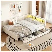 HAUSS SPOLE Schlafsofa 140x200, Schlafsofa mit LED-Umgebungslicht, mit Matratze, Beige beige