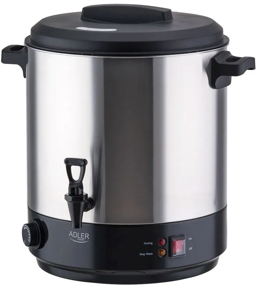 Adler AD 4538 Einkochautomat 28L, elektrischer Edelstahl Einkochtopf mit Zapfhahn, Warmhaltefunktion, 30-110 °C, Glühweinkocher, Getränkespender, Suppenwärmer, 3000W