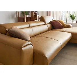 W.Schillig Eckcouch Leder 3-Sitzer Gelb