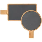 neuetischkultur Schneidebrett-Set Holz 2 Teile 2er-Set  rund/eckig beige/braun