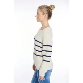 HaILY’S Strickpullover "LS C SK Vi44olet", Damen, Gr. XL, blau (cream, navy stripe), Strick, Obermaterial: 70% Baumwolle, 30% Polyester, gestreift, hüftbedeckend, V-Ausschnitt, Pullover Strickpullover