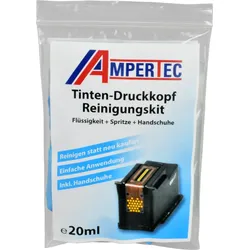 Ampertec Druckkopfreinigungskit inkl. 20 ml Flüssigkeit, Spritze und Handschuhe