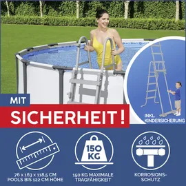 BESTWAY Steel Pro Max Frame Pool Set 457 x 122 cm lichtgrau inkl. Filterpumpe