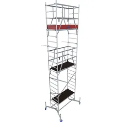 Arbeitsgerüst KRAUSE "ClimTec System", grau (aluminiumfarben), B:145cm H:600cm L:195cm, Aluminium, Gerüste, Komplettgerüst, inkl. 1 Aufstockung, 2 Aufstockung und Fahrrollensatz