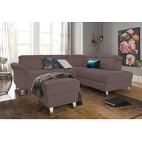 Ecksofa SIT & MORE "Arngast L-Form" Sofas Gr. B/H/T: 245cm x 84cm x 194cm, Luxus-Microfaser ALTARA NUBUCK, Ottomane rechts, ohne Bettfunktion-ohne Bettkasten, braun (nougat) inklusive Kopfteilverstellung und Federkern