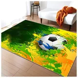 HAZARA Fußballplatz Spielteppich, Eisfeuer Fußball Bedruckt Großflächige Teppiche Sport rutschfest Spielteppich 3D Fußball Mit Flammen Bedruckten Teppichen Für Schlafzimmer(C,200x300cm/6x10ft)