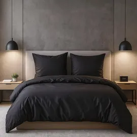 Traumschlaf Pure Mako-Satin 155 x 220 cm + 80 x 80 cm schwarz