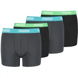 Puma Boxershorts Jungen Kinder Unterhose Unterwäsche 4 er Pack, Farbe:376 - India Ink/Turquoise, Bekleidung:128 - 128