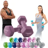 Miweba Sports Neopren Hantelset NKH100 | Profi Hantel - Hexagon Hanteln Set - Kurzhanteln - Kurzhantel Set - Gymnastikhanteln - Hantel Set - Dumbbell - 0,5-10 Kg (2X 4.0 kg, Lila)