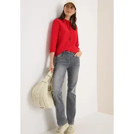 Cecil CECIL, Ottoman Shirt (fiery red L (42), rot rot), Stoff, 60% Polyester, 37% Viskose, 3% Elasthan, unifarben, normal, normal, Rundhals, abgesteppt, Shirts 3/4-Arm-Shirt, mit 3/4 Ärmeln