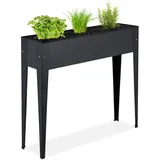 Relaxdays Schwarzes Hochbeet aus Metall schmal - Schwarz