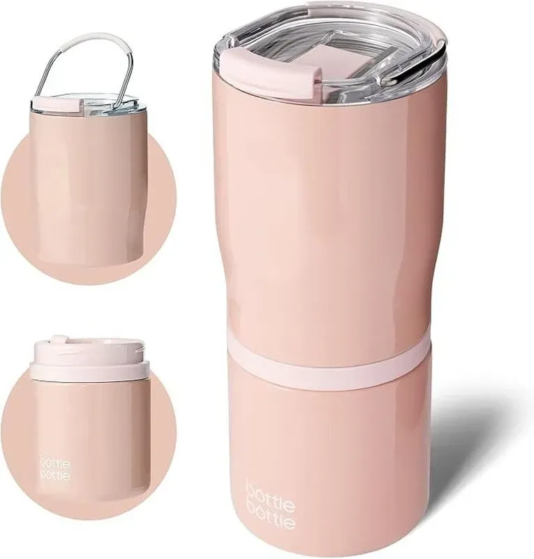 Bottle Bottle Edelstahl-Kaffeebecher mit Griff und 2 Deckeln, 625 ml, BPA-frei (Pink), Neujahrs-Angebot, Top-Geschenkideen
