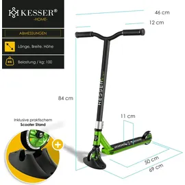 Kesser KESSER® Stunt Scooter X-Limit-Pro 360° Lenkung Funscooter Stuntscooter mit Ständer ABEC 9 Kugellagern, 110 mm PU Räder , Kickscooter Tretroller Cityroller Trick Roller für Kinder Erwachsene