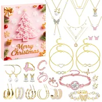 Kuvarix Adventskalender Schmuck, 24 Überraschungen Weihnachtskalender Schmuck mit Armband, Halskette & Ohrringe, Schmuck Adventskalender Mädchen Christ-mas Gift für Frauen, Teenager & Kinder
