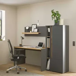 Home Office Möbel in Anthrazit Wildeichefarben (vierteilig)