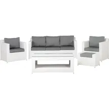 Beliani Lounge 6er Set Weiß Rattanoptik Grauen Bezüge Mit Sitzkissen Dekorativ Elegant Modern