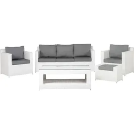 Beliani Lounge 6er Set Weiß Rattanoptik Grauen Bezüge Mit Sitzkissen Dekorativ Elegant Modern