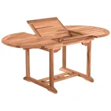 dynamic24 Gartentisch, Tisch 120 cm rund ausziehbar Teak braun