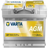 VARTA A7 Silver Dynamic AGM 12V 70Ah 760A Autobatterie Start-Stop 570 901 076