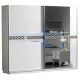 Xlmoebel Schiebetürenschrank Weißer Holzschrank mit Spiegel für das Schlafzimmer (Kleiderschrank) Hergestellt in Europa weiß