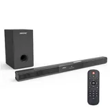 MSOVAEU Soundbar, Soundbar für TV Geräte, Soundbar mit Subwoofer für Fernseher Soundbar 2.1 (Bluetooth 5.0 Home Theater Surround Sound System für TV Lautsprecher Heimkino, Bluetooth/Koaxial/AUX/USB, Fernbedienung und Wandmontage-Kit) schwarz