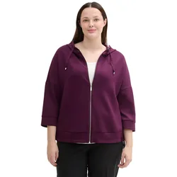 Kapuzensweatjacke TOM TAILOR PLUS Gr. 52, lila (blackberry) Damen Sweatjacken mit Kapuze