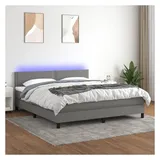 vidaXL Boxspringbett mit Matratze & LED Dunkelgrau 180x200 cm Stoff