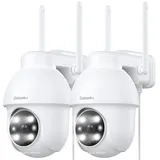 GALAYOU 2K Überwachungskamera Aussen, 360° PTZ WLAN IP Kamera Überwachung Aussen, WiFi Outdoor Camera mit Farbnachtsicht, 2-Wege-Audio, IP65 wetterfest für Garten/Haus/Wohnung, Y4W-2P