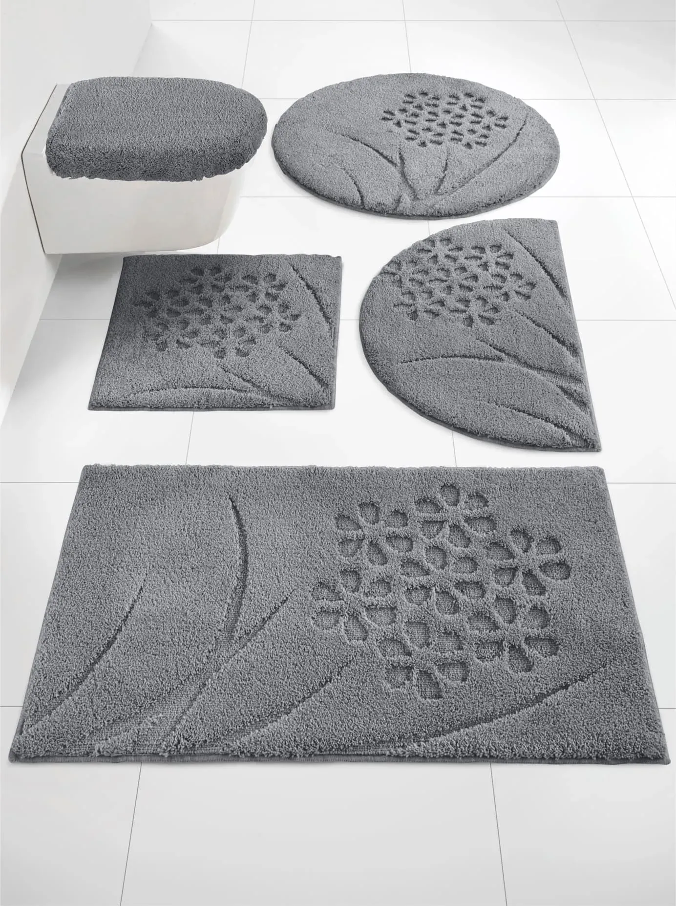 Badematte GRUND Gr. 7, grau, halbrund (50cm x 80cm ), 1 Stk., Badematten, Badematte