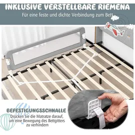 Costway Bettschutzgitter klappbar 150 x 42 cm Grau