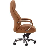 FineBuy Bürostuhl FineBuy Chefsessel Echtleder Caramel Ergonomisch XXL Drehstuhl 120 kg