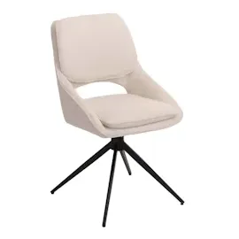 Mendler 2er-Set Esszimmerstuhl HWC-N73, Küchenstuhl, drehbar Auto-Return, Stoff/Textil Boucle (540g/m2) Öko-Tex ~ creme