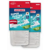 Leifheit SUPERDUSTER Floor XL 2er Set, waschbarer Mikrofaser-Staubmopp für