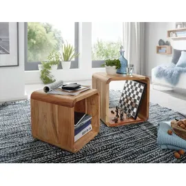 FineBuy Couchtisch FB25167 Massivholz 2er Set