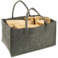 Valo Filztasche faltbar 50 cm x 34 cm x 27 cm Holzkorb Grau
