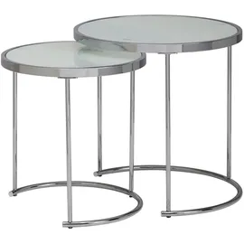 KADIMA DESIGN 2tlg Runder Glas Couchtisch Set, modernes Design mit Stauraum, platzsparend.