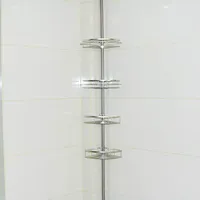 Duschregal-Duschablage Ohne Bohren, Teleskopregal für Dusche und Badewanne, Bad Organizer mit Handtuchstange, Seifendose, Zahnbürstenhalter,110–280 cm (4-lagiger Edelstahl)