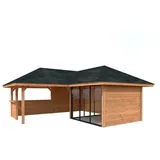 Palmako Pavillon Bianca 24,9 m2 Set 209 Slide - hellbraun tauchgrundiert