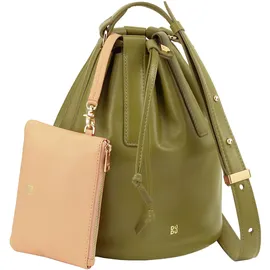 Dudu Filicudi Beuteltasche Leder Oliv/Beige/Gelb