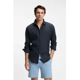 Boss Leinenhemd Regular Fit Blau XXXL
