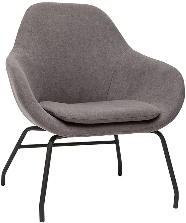 Fauteuil design en tissu effet velours gris et métal noir MAYNE