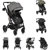 Moni Kombikinderwagen Rafaello 2 in 1, umbaubar, Sportsitz, Fußabdeckung, Tasche grau