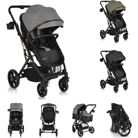 Moni Kombikinderwagen Rafaello 2 in 1, umbaubar, Sportsitz, Fußabdeckung, Tasche grau