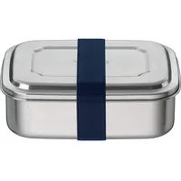 Thermos THERMOcafé by THERMOS TC SANDWICH BOX saphire blue 1,00l, Brotdose aus Edelstahl mit Textilband, Pausenbrot für Uni, Schule und Büro, spülmaschinenfest und BPA-frei